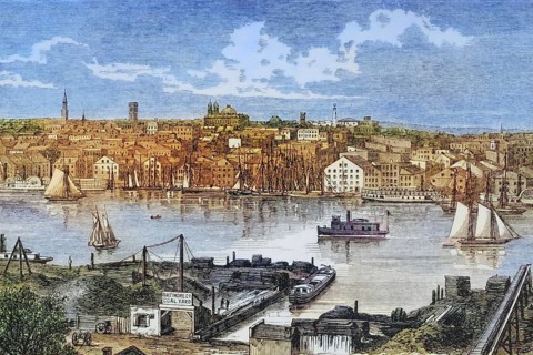 Baltimore, Maryland, 1870s, America, digital reproduction from American Pictures, drawn with pen