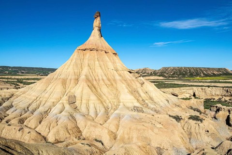 Castildetierra rock formation, semi-desert, Bardena Blanca area, Bardenas Reales Nature Park,