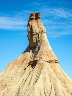 Castildetierra rock formation, semi-desert, Bardena Blanca area, Bardenas Reales Nature Park,