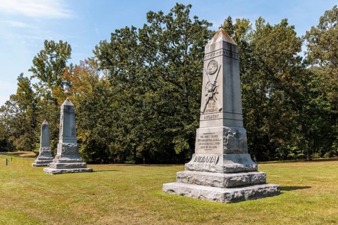 Army of the Ohio memorial marker for Indiana at Shiloh Military Park in Tennessee