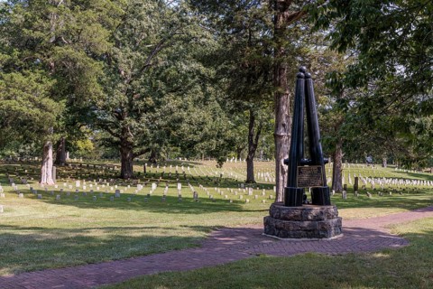 Monument in the US National Cemetery in Shiloh National Military Park near Shiloh, Tennessee