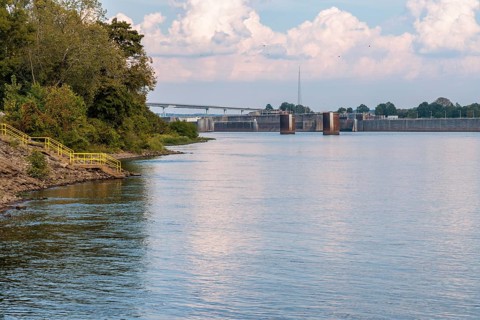 Pickwick Landing Lock and Dam on the Tennessee River in Pickwick, Tennessee
