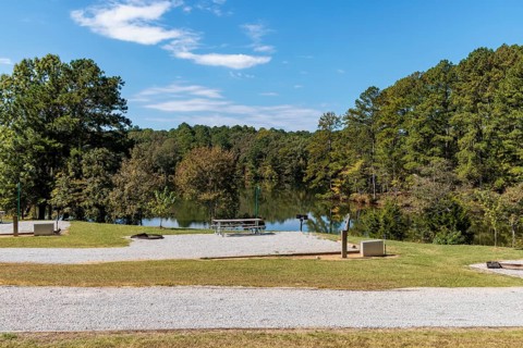 Campsite on Pin Oak Lake at the Pin Oak Campground in Natchez Trace State Park near Wildersville,