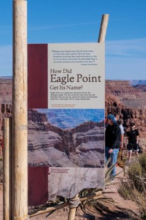 Sign with information about Eagle Point observation area at Grand Canyon West near Peach Springs,