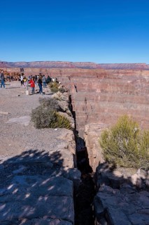 Crevice at the edge of the canyon at Guano Point area of Grand Canyon West near Peach Springs,