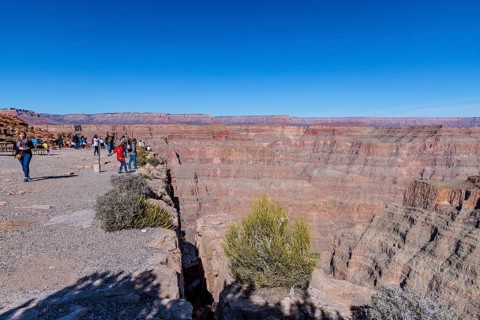 Crevice at the edge of the canyon at Guano Point area of Grand Canyon West near Peach Springs,
