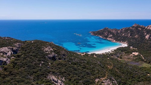 Plage de Roccapina, turquoise sea, book, sandy beach, Corsica, France