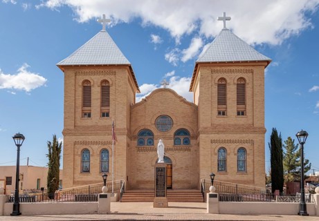 Basilica of San Albino is a Roman Catholic church built of fired brick across from Mesilla Plaza in
