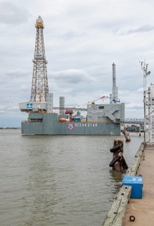 Ocean Star Offshore Drilling Rig and Museum in the Galveston Channel at Galveston, Texas