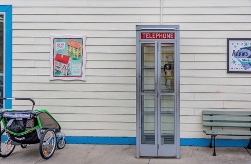 Antique telephone booth at the Dollywood amusement park in Pigeon Forge, TN