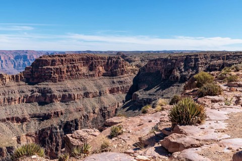 Rock formations at the Eagle Point overlook in Grand Canyon West near Peach Springs, Arizona