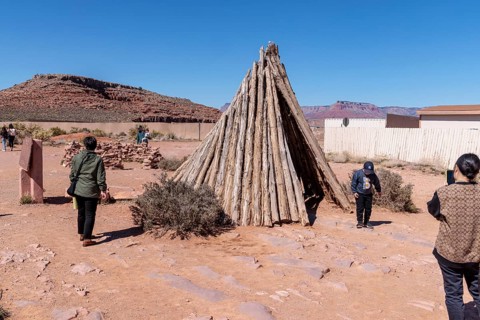Hualapai wikiup exhibit teaches about native American culture at Grand Canyon West near Peach