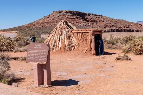 Navajo sweat lodge exhibit teaches about native American culture at Grand Canyon West near Peach