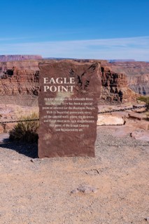 Sign with information about Eagle Point observation area at Grand Canyon West near Peach Springs,