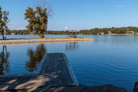 Dock at boat ramp at Beech Lake reservoir in Lexington, Tennessee