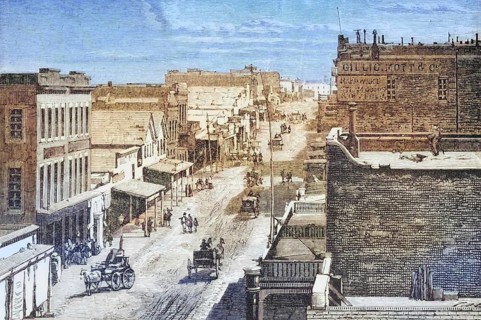 Street scene in Virginia City, Nevada, c. 1870, America, digital reproduction from American