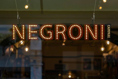 LED sign for Negroni, city of Bath, north east Somerset, England, UK