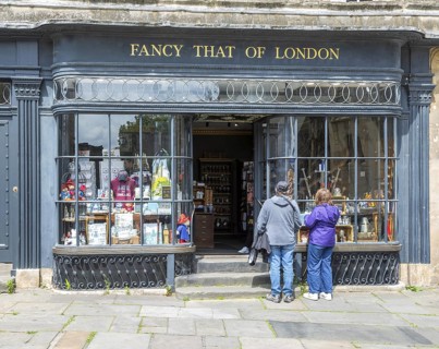 Fancy That of London souvenir gift shop, Abbey Church Yard, city of Bath, north east Somerset,