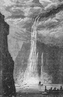 The Seven Sisters Waterfalls, Geirangerfjord, around 1870, Norway, digital reproduction of a