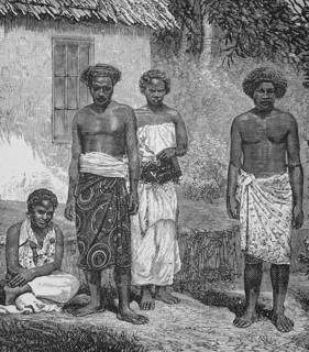 Native people on Tonga and Fuji, around 1870, islands in the Pacific Ocean, digital reproduction of