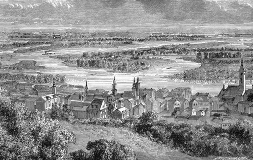 The Danube, near Pressburg, Bratislava, around 1870, Slovakia, digital reproduction of a historical
