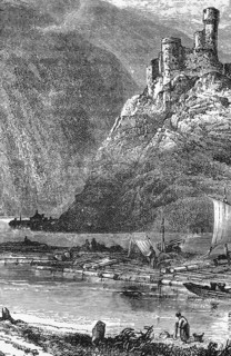 Castle on the Rhine, near Bingen, around 1870, Germany, digital reproduction of a historical model