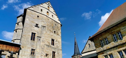 Thurnau Castle, inner courtyard, Kulmbach district, Upper Franconia, Bavaria, Germany