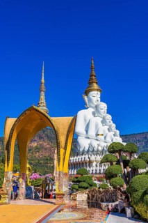 Round arch pavilion decorated with colorful mosaics and glass works of art, the five-headed Buddha