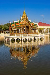 Open gilded pavilion, Buddhist temple complex, Thai King's Summer Palace, Bang Pa-In, near