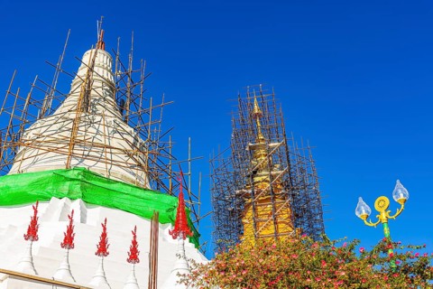 Fully equipped main pagoda, Buddhist temple complex Wat Phra That Sorn Kaew, Phetchabun province,