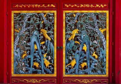 Window shutter with carved Chinese motifs, Thai King's Summer Palace, Bang Pa-In, near Ayutthaya,