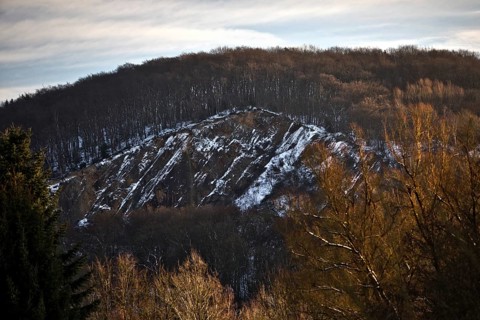 Wartenberg with remnants of snow in winter, Witten, Ruhr area, North Rhine-Westphalia, Germany