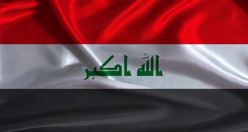 Irak flag with cloth textured background. National flag of Irak with realistic texture