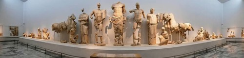 East pediment of the Temple of Zeus, preparations for the chariot race between Pelops and Oinomaos,