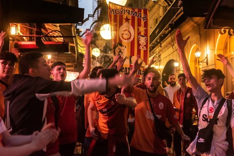 Istanbul, Turkey. October 24th 2023 Galatasaray football fans singing and chanting songs before the