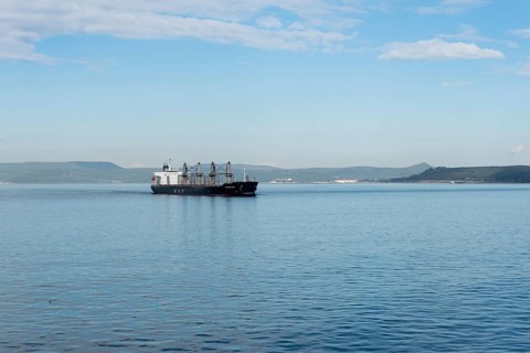 Canakkale, Turkey. February 18th 2022 The African Owl bulk cargo ship passing through the