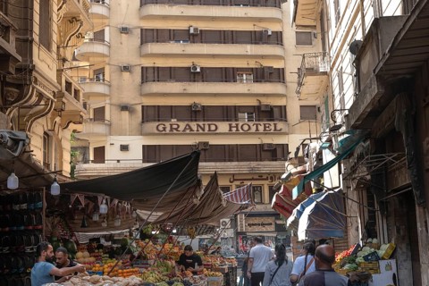 Cairo, Egypt. June 14th 2024 The art-deco Grand Hotel building in Al Azbakeya, Downtown Cairo seen