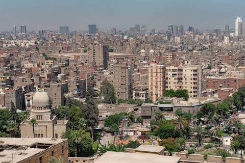 Cityscape view of Cairo, the crowded capital of Egypt a sprawling metropolis beside the River Nile