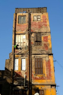 Cairo, Egypt. November 1st 2011 Dilapidated old house in the poor neighbourhood of Darb el Ahmar