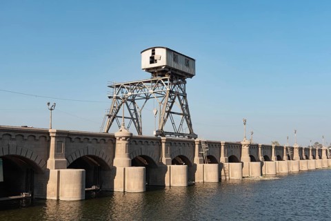 Qanater, Nile Delta. Egypt. December 18th 2022 The El Qanater Barrage, on the River Nile at the