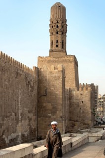 Cairo, Egypt, November 26th 2022 An Egyptian man wearing traditional clothes walking in front of