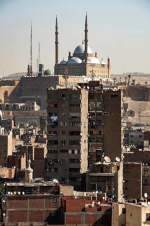 Cairo, Egypt. November 29th 2022 The Mohamed Ali Citadel and Mosque in the densely populated