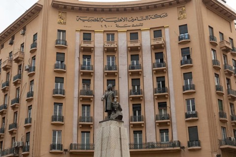 Cairo, Egypt, November 26th 2022 Mustafa Kamel Square and the European style architecture of