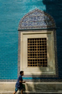 Bursa, Turkey. April 21st 2014 The blue tiled exterior of the Yesil or Green Mosque, Bursa city,