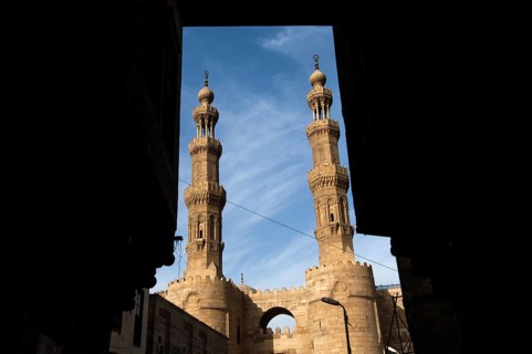 Bab Zuweila is one of three remaining gates in the walls of the Old City of Cairo, the capital of