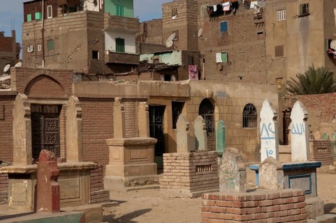 Cairo, Egypt. December 10th 2009 Graves inside the City of the Dead district in the suburbs of