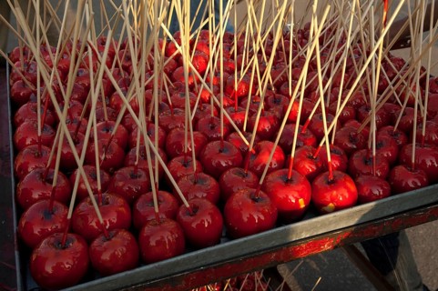 Cairo, Egypt. July 16th 2011 Candy or toffee apples for sale on a Cairo street stall, Egypt