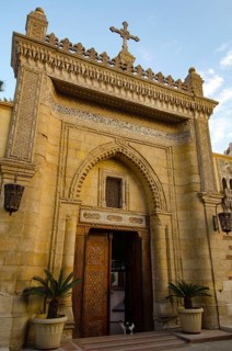 Cairo, Egypt. December 31st 2012 Entrance to the Coptic Christian Hanging Church of Cairo, Egypt
