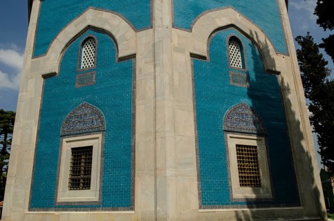 Bursa, Turkey. April 21st 2014 The beautiful blue tiled exterior of the Yesil Cami or Green Mosque