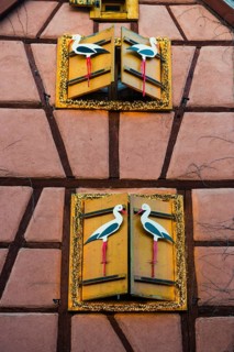 Christmassy decorated half-timbered house, Christmas market, Riquewihr, Grand Est, Haut-Rhin,